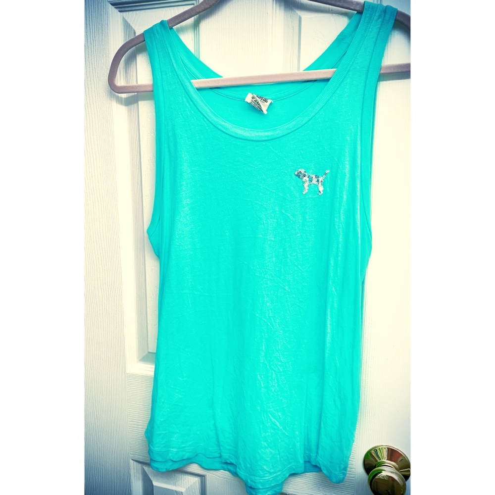 Victoria’s Secret Love Pink dog silver sequin tank